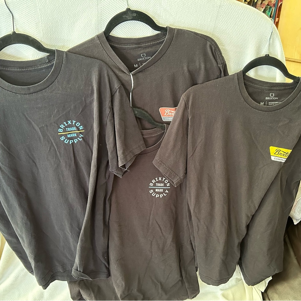 Brixton Black T-Shirts with Colorful Logos Lot of 4 Shirts